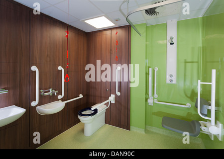 Bagno in ospedale con assistenza disabili bar. Foto Stock