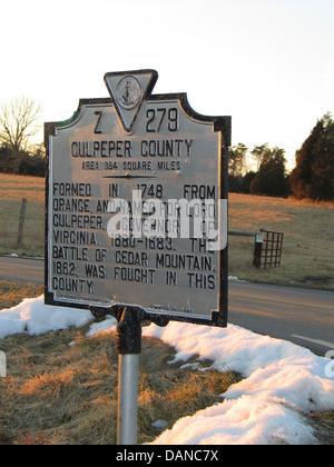 CULPEPER COUNTY Area 384 miglia quadrate formata nel 1748 da Orange, e nominato per il Signore Culpeper, governatore della Virginia 1680-1683. La battaglia di Cedar Mountain, 1862, fu combattuta in questa contea. Virginia conservazione Commissione, 1945 Foto Stock