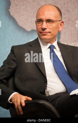 Londra, Regno Unito. 16 Luglio, 2013. Primo Ministro italiano Enrico Letta parla a Chatham House durante una riunione sul ruolo dell'Italia e il Regno Unito in una evoluzione della UE. Credito: Piero Cruciatti/Alamy Live News Foto Stock