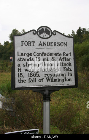 FORT ANDERSON grande fort confederato stand 13 mi. S. dopo un forte attacco unione fu evacuato Feb 18, 1865, risultante in Foto Stock