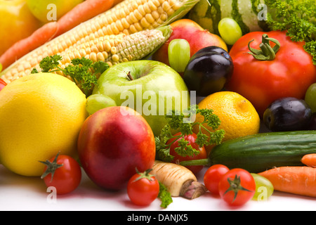 Gruppo di diversi di frutta e verdura Foto Stock