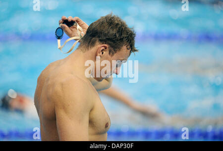 Nuotatore Paolo Biedermann di Germania partecipa a una sessione di formazione durante il 2011 Campionati del Mondo di nuoto FINA a Shanghai in Cina, il 22 luglio 2011. Foto: Annibale dpa +++(c) dpa - Bildfunk+++ Foto Stock