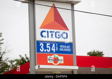 Un Citgo gas station è raffigurato in North Conway, New Hampshire Foto Stock