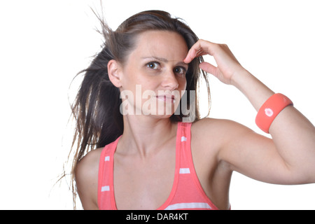 Bella giovane donna in studio Foto Stock