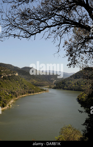 Vista generale della Sau Reservoir, bog, dam, palude, fen, marsh in Casserres. Osona. Barcellona. Catalonia Spagna. Foto: Rosmi Duaso Foto Stock