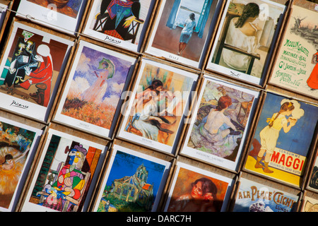 Display a colori di dipinti storici reso famoso in ed intorno a parigi - Montmartre, Parigi Francia Foto Stock