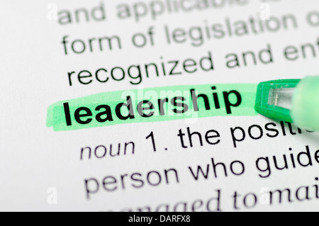 Leadership evidenziata nel dizionario Foto Stock