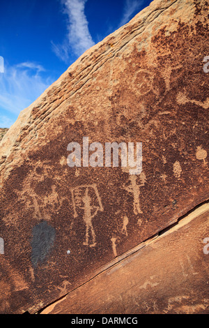 Stati Uniti d'America, Arizona, Holbrook, Parco Nazionale della Foresta Pietrificata, antiche incisioni rupestri Foto Stock