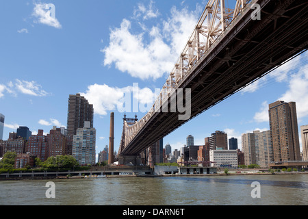 Il Queensboro Bridge visto da Roosevelt Island, New York City Foto Stock