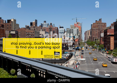 Annuncio visto dall'Highline, New York City Foto Stock