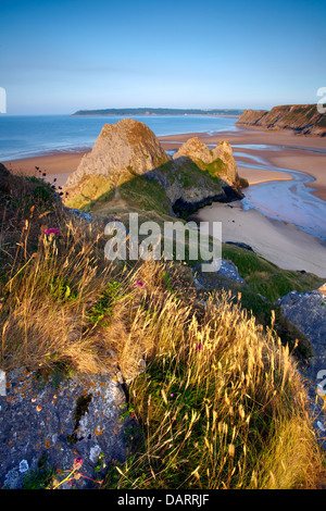 Three Cliffs Bay, Penisola di Gower, Swansea, Galles Foto Stock