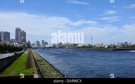 Sumida River, Toyosu Foto Stock