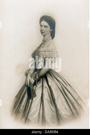 Elisabeth Amalie 'isi', 25.12.1837 - 9.9.1898, Imperatrice d'Austria 24.4.1854 - 9.9.1898, mezza lunghezza, cartolina, 2nd metà 19th secolo, Foto Stock