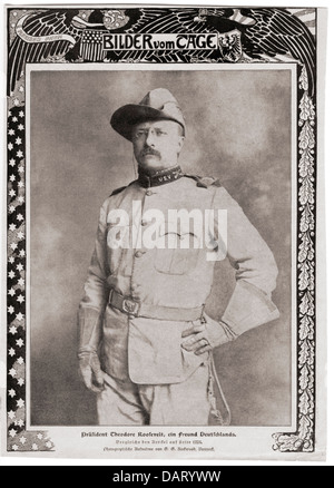 Roosevelt, Theodore 'Teddy', 27.10.1858 - 6.1.1919, politico americano, a metà lunghezza, come colonnello del 1st Reggimento di cavalleria Volontario USA, (, 'Rough Riders', 1898, 'Bilder vom Tage', 'Die Woche', Berlino, 1901, Foto Stock