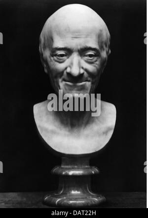 Voltaire, Francois M. Arouet, 21.11.1694 - 30.5.1778, filosofo francese, ritratto, busto in marmo da Jean-Antoine Houdon, 1781, Foto Stock