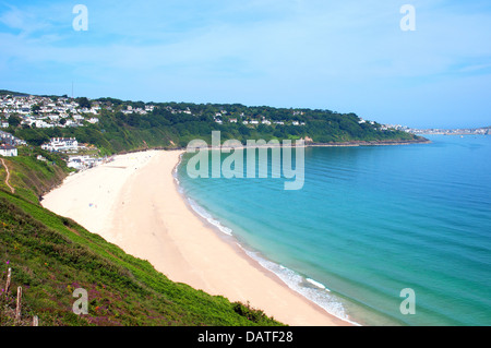 L'appartata spiaggia di Carbis Bay vicino a St.Ives in Cornovaglia, Regno Unito Foto Stock