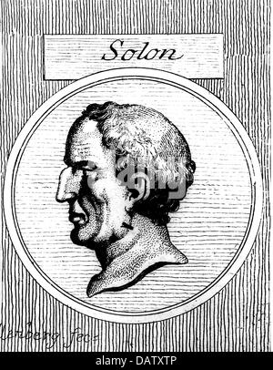 Solon, circa 640 BC - circa 560 BC, il legislatore di Atene, 'Sanche saggi della Grecia", ritratto, profilo incisione su rame fuori del Levater: 'Sur la Physiognomie', artista del diritto d'autore non deve essere cancellata Foto Stock