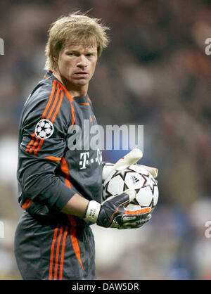 Il Bayern Monaco coach Oliver KAHN mostrato durante la Champions Leage match Real Madrid vs FC Bayern Monaco di Baviera a Santiago Bernabeu-Stadium in Spagna a Madrid, martedì 20 febbraio 2007. Madrid ha vinto 3-2. Foto: Matthias Schrader Foto Stock