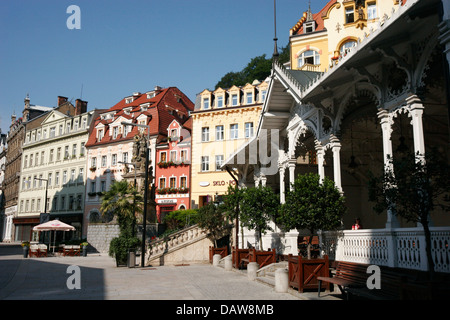 Il Colonnato del mercato (Tržní kolonáda), Karlovy Vary, Repubblica Ceca Foto Stock