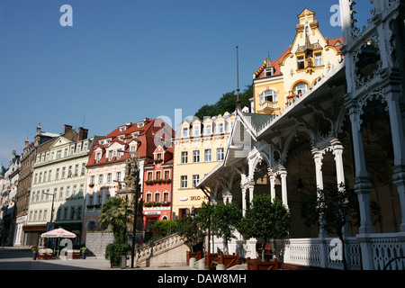 Il Colonnato del mercato (Tržní kolonáda), Karlovy Vary, Repubblica Ceca Foto Stock