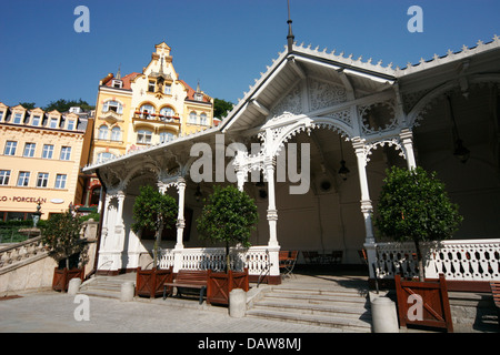 Il Colonnato del mercato (Tržní kolonáda), Karlovy Vary, Repubblica Ceca Foto Stock