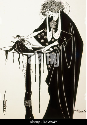 Belle arti, Beardsley, Aubrey (1872 - 1898), stampa illustrazione per il gioco 'salome' di Oscar Wilde, Inghilterra, circa 1895, arte Foto Stock