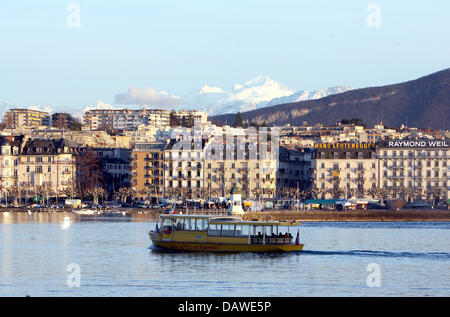 Vista dal lago di Ginevra su una parte di Ginevra, 06 marzo 2007. Foto: Bernd Weissbrod Foto Stock