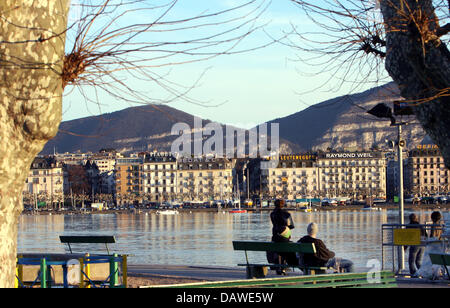 Vista dal lago di Ginevra su una parte di Ginevra, 06 marzo 2007. Foto: Bernd Weissbrod Foto Stock