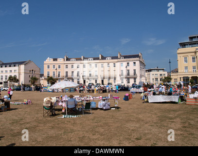 Accozzaglia vendita sul pubblico di prato accanto al lungomare, Teignmouth, Devon, Regno Unito 2013 Foto Stock