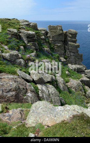 Sud Ovest sentiero costiero vicino al Lands End, Cornwall, Regno Unito Foto Stock