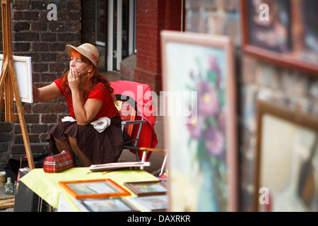 Artista dipinto su tela. Katowice in Polonia. Foto Stock