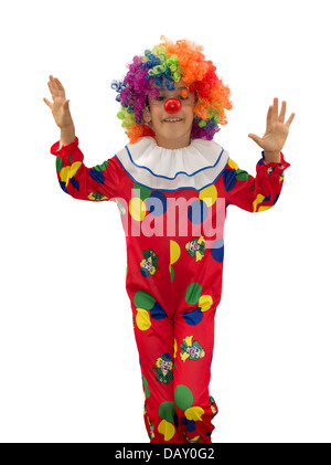 Funny clown in parrucca colorata Foto Stock