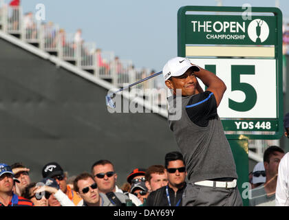 20.07.13 Muirfield, East Lothian, Scozia. American Tiger Woods in azione durante il terzo round dell'Open di Golf da Campionato Muirfield. Il 2013 Open Championship sarà la 142Open Championship tenutosi 18-21 luglio a Muirfield Golf Links in Gullane, East Lothian, Scozia. Foto Stock