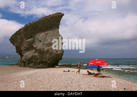 Cabo de Gata - Nijar parco naturale, Los Muertos Beach, Almeria-provincia, regione dell'Andalusia, Spagna, Europa Foto Stock