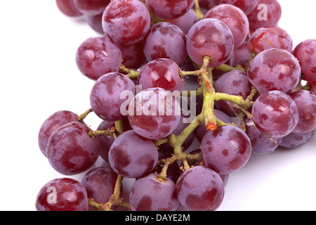 Grappolo di uva rossa isolato su uno sfondo bianco Foto Stock