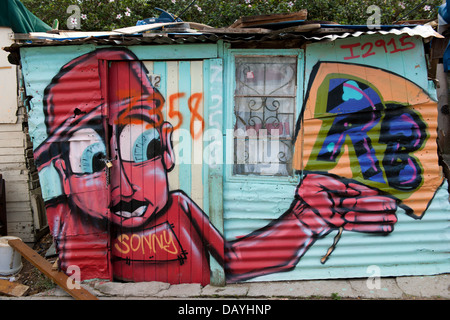 Shack, Imizamo Yethu township, Hout Bay, Città del Capo, Sud Africa Foto Stock