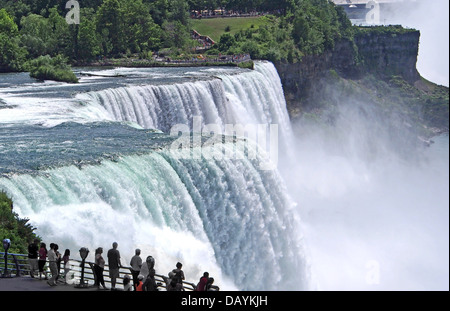 Cascate del Niagara, il bordo delle cascate Americane da Goat Island Foto Stock