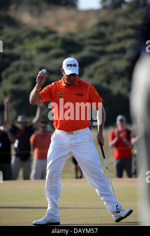 Gullane, East Lothian, Scozia. Xx , 2013. Lee Westwood (ITA) Golf : Lee Westwood di Inghilterra in azione sul quindicesimo foro durante il terzo round della 142th British Open Championship a Muirfield in Gullane, East Lothian, Scozia . Credito: Koji Aoki AFLO/sport/Alamy Live News Foto Stock