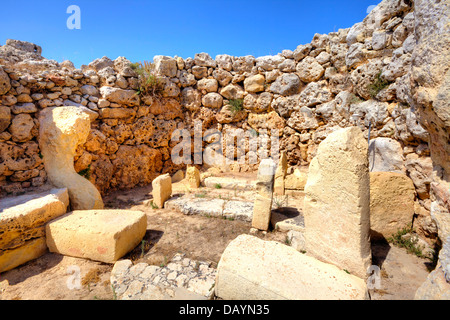 Sito archeologico del Tempio Grantija sull isola di Gozo a Malta. Foto Stock