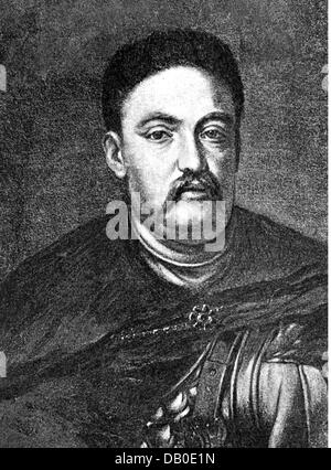 Giovanni III Sobieski, 17.8.1629 - 17.6.1696, Re di Polonia 21.5.1674 - 17.6.1696, incisione in legno, 19th secolo, Foto Stock