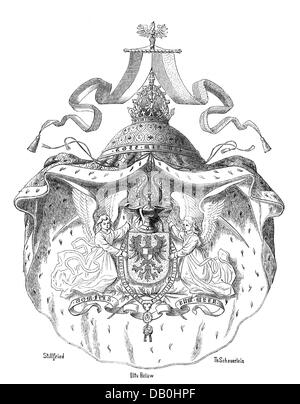 Eraldica, stemma, Germania, grande stemma dell'Imperatore tedesco, layout, incisione in legno, circa 1872, diritti aggiuntivi-clearences-non disponibile Foto Stock