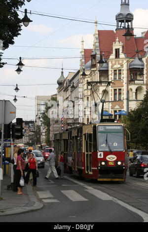 La foto mostra un tracciafile a Gliwice, Polonia, 16 agosto 2007. Hitler falsificate di regime un attacco contro la città di stazione radio per avere un motivo per invadere la Polonia il 01 settembre 1939, l'inizio della Seconda Guerra Mondiale. Foto: Lars Halbauer Foto Stock