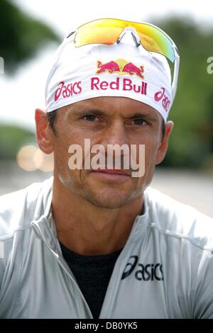 Thomas Hellriegel di Germania, vincitore del 1997 Ironman Hawaii, mostrato durante il corso di formazione in Kailua-Kona alle Hawaii, Stati Uniti, 08 ottobre 2007. Foto: Thomas Frey Foto Stock