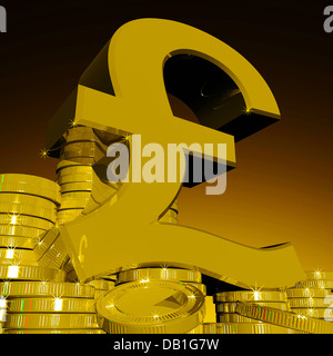 Il simbolo cancelletto sulle monete mostra delle finanze britannico Foto Stock