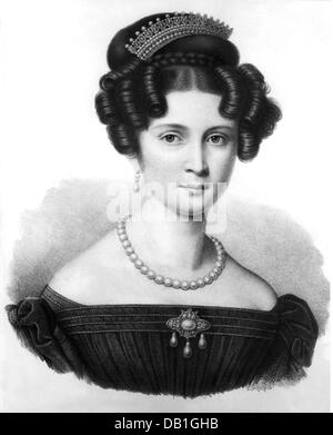 Therese Charlotte, 8.7.1792 - 26.10.1854, Regina di Baviera 13.10.1825 - 20.3.1848, ritratto, litografia, circa 1820, Foto Stock