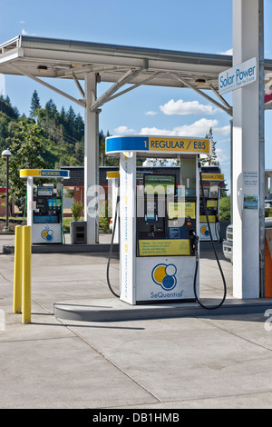 Biocarburanti alla stazione di servizio. Foto Stock
