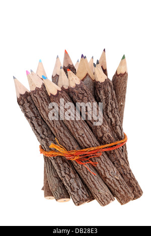 Bundle di tronco di albero matite isolati su sfondo bianco Foto Stock