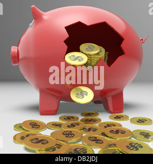 Rotto Piggybank mostra deposito finanziario Foto Stock