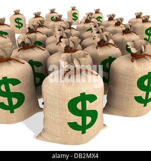 Borse di denaro che mostra delle finanze americano Foto Stock