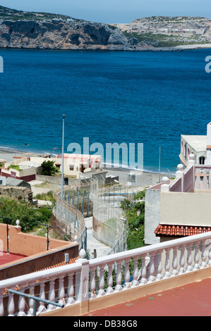 Recinzioni perimetrali in villaggio Benzu che separa le enclave spagnole di Ceuta e il Marocco. Ceuta,Africa del Nord. Spagna. Foto Stock